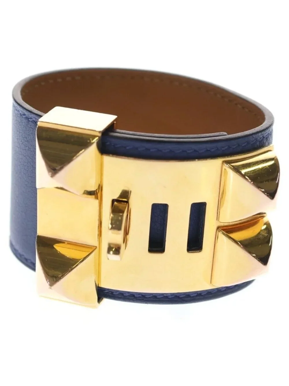 Hermes Collier de Chien Bangle Bracelet Brown Swift Leather